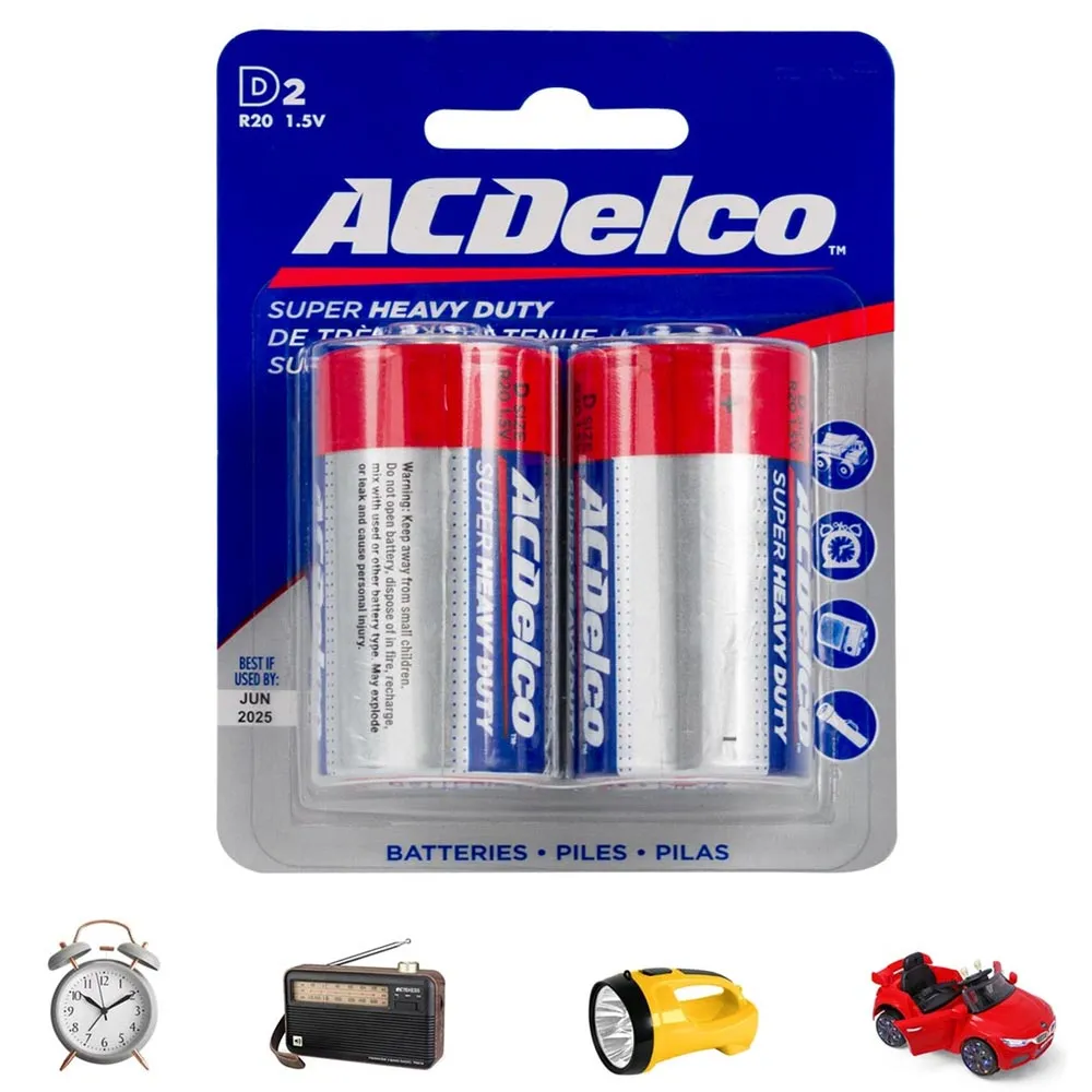 12 Heavy Duty AcDelco Batteries D2 R20 1.5V Alkaline Battery Electronics Devices