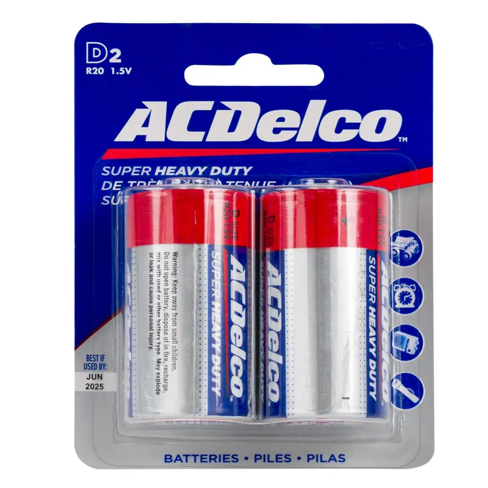 12 Heavy Duty AcDelco Batteries D2 R20 1.5V Alkaline Battery Electronics Devices