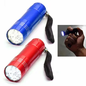 2 Pk Heavy Duty Flashlights Super Bright 9 LED Portable Torch Lamp Flash Light