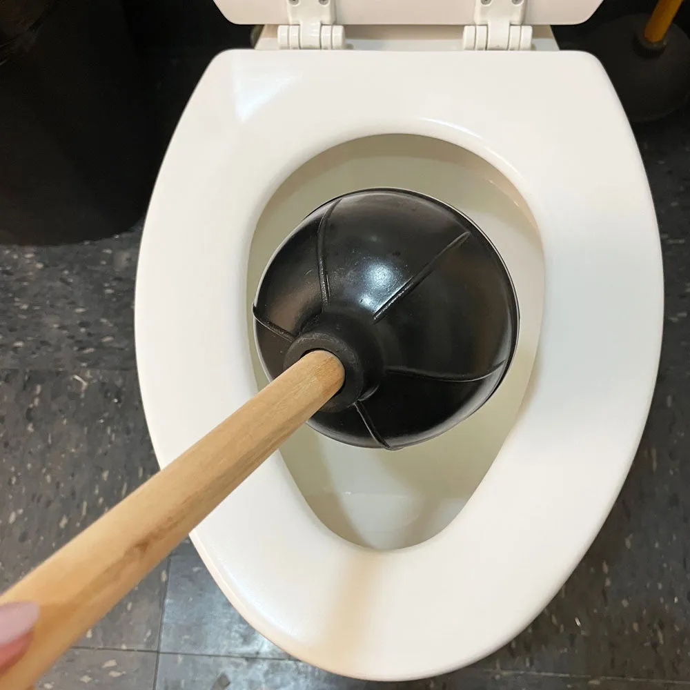 2 Pk Toilet Plunger Rubber 17" Wooden Handle Cleaning Drain Bathroom Heavy Duty
