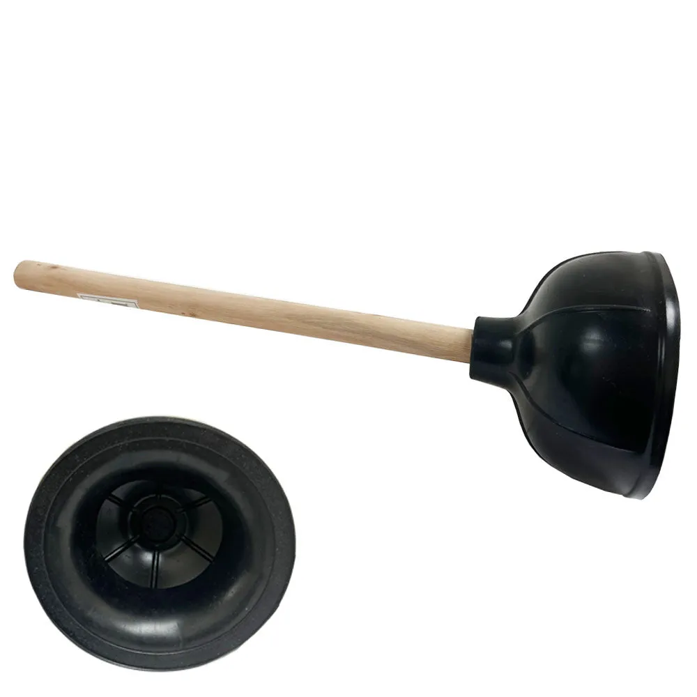 2 Pk Toilet Plunger Rubber 17" Wooden Handle Cleaning Drain Bathroom Heavy Duty