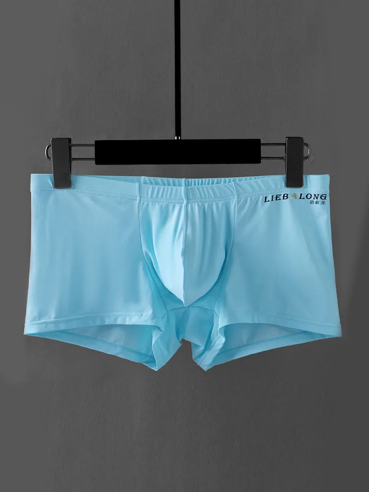 3 Pack Men's Breathable Ice Silk Double-Layered Big Pouch Sexy Boxer Briefs