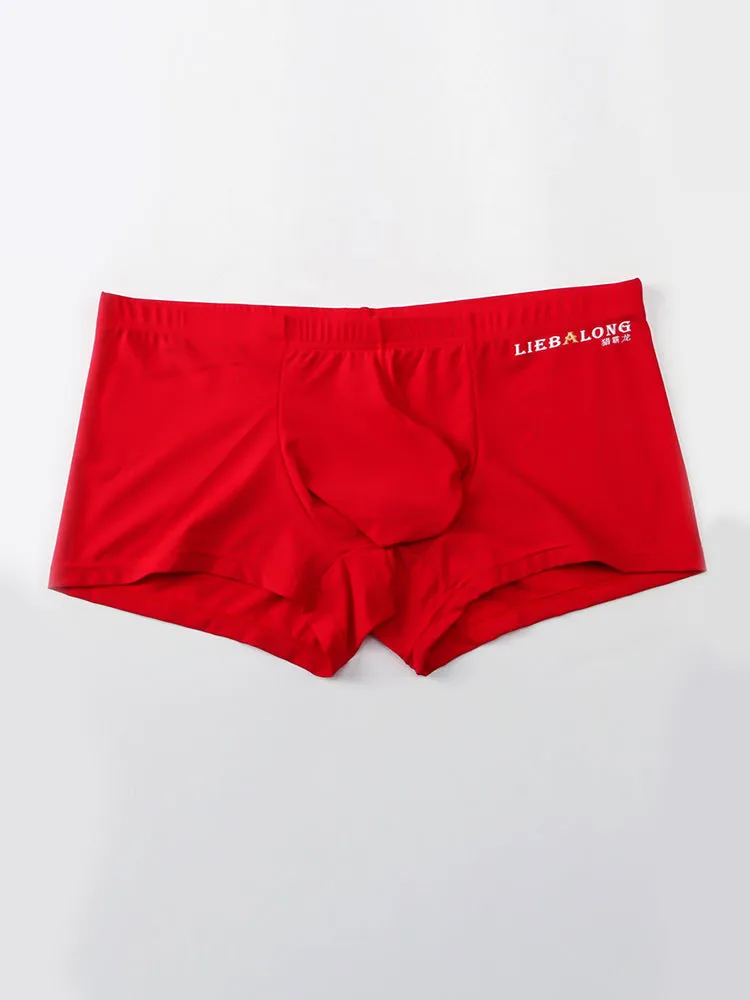 3 Pack Men's Breathable Ice Silk Double-Layered Big Pouch Sexy Boxer Briefs