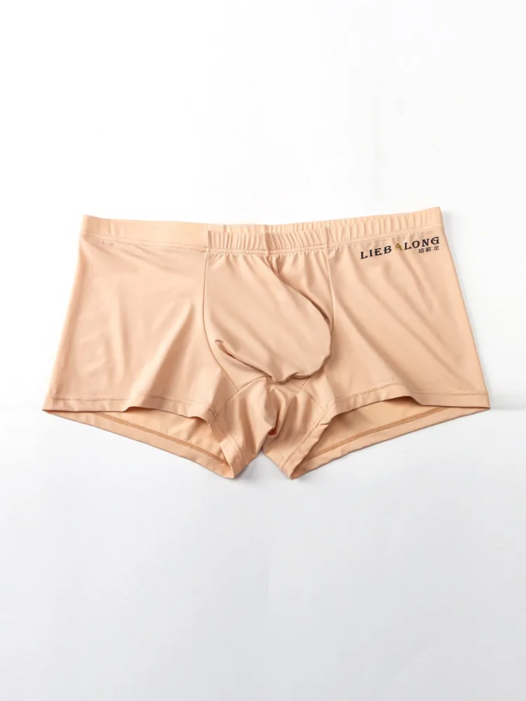 3 Pack Men's Breathable Ice Silk Double-Layered Big Pouch Sexy Boxer Briefs