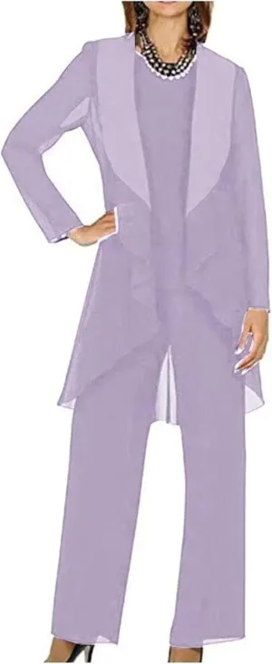3 Pieces Mother of The Bride Pant Suits for Wedding Chiffon Formal Pant Suit for Women Dressy