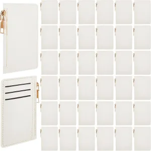 Abbylike 20 Pcs Wallet Bulk Men Slim Minimalist Leather Wallet Card Holder Front Pocket RFID Blocking with Zipper for Men and Women DIY Church Gift