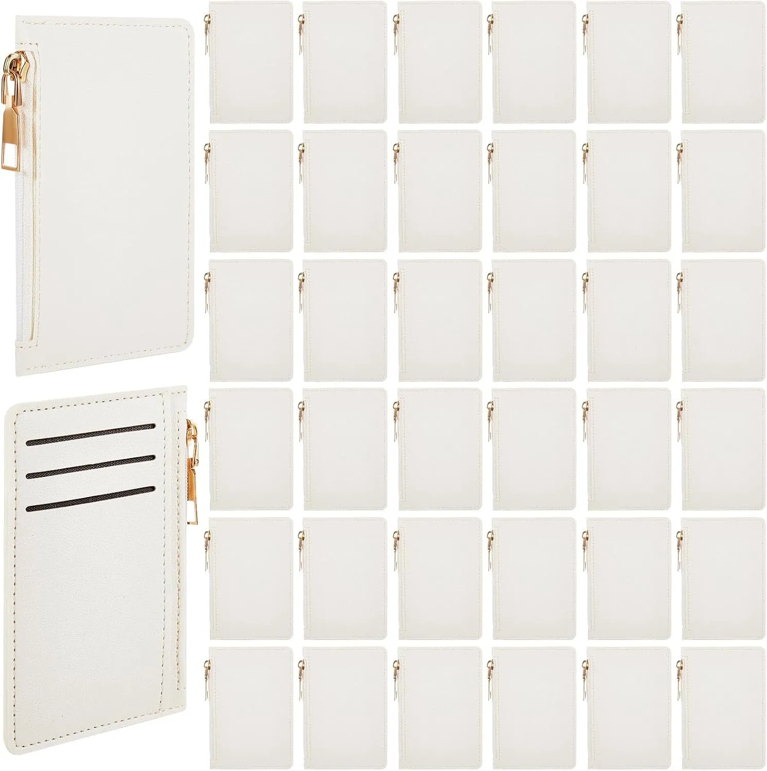 Abbylike 20 Pcs Wallet Bulk Men Slim Minimalist Leather Wallet Card Holder Front Pocket RFID Blocking with Zipper for Men and Women DIY Church Gift