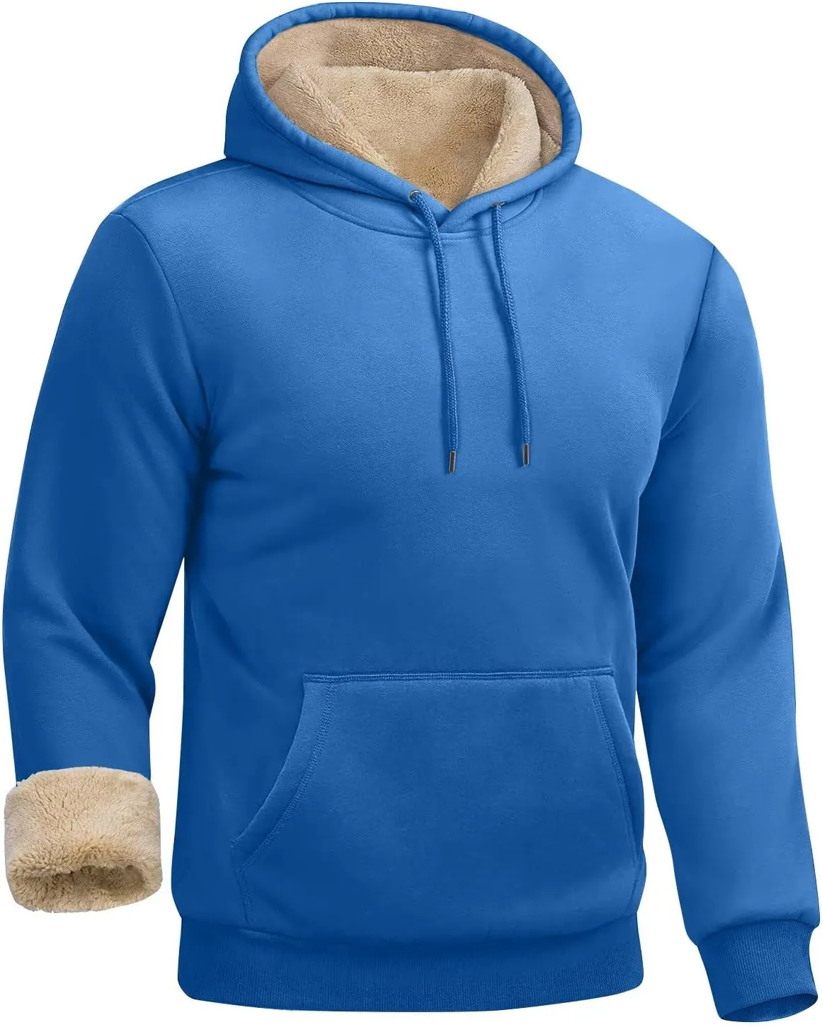 ADHOWBEW Mens Fleece Hoodie Sherpa Lined Drawstring Heavy Weight Cotton Cold Weather Warm Thick Sweatshirts Pullover