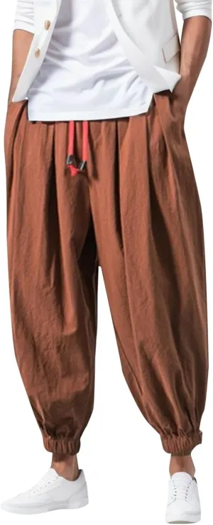 Alalaso Parachute Pants Men Hip Hop Harem Pants Fashion Solid Color Oversized Tapered Pants Casual Comfy Baggy Trouser