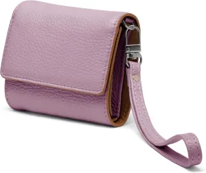 All Lilac RFID-Blocking Women's Real Leather Wallet with Large Capacity and Wristlet - Small, Secure, and Chic - Conveniently Holds Cards, Cash, and Coins