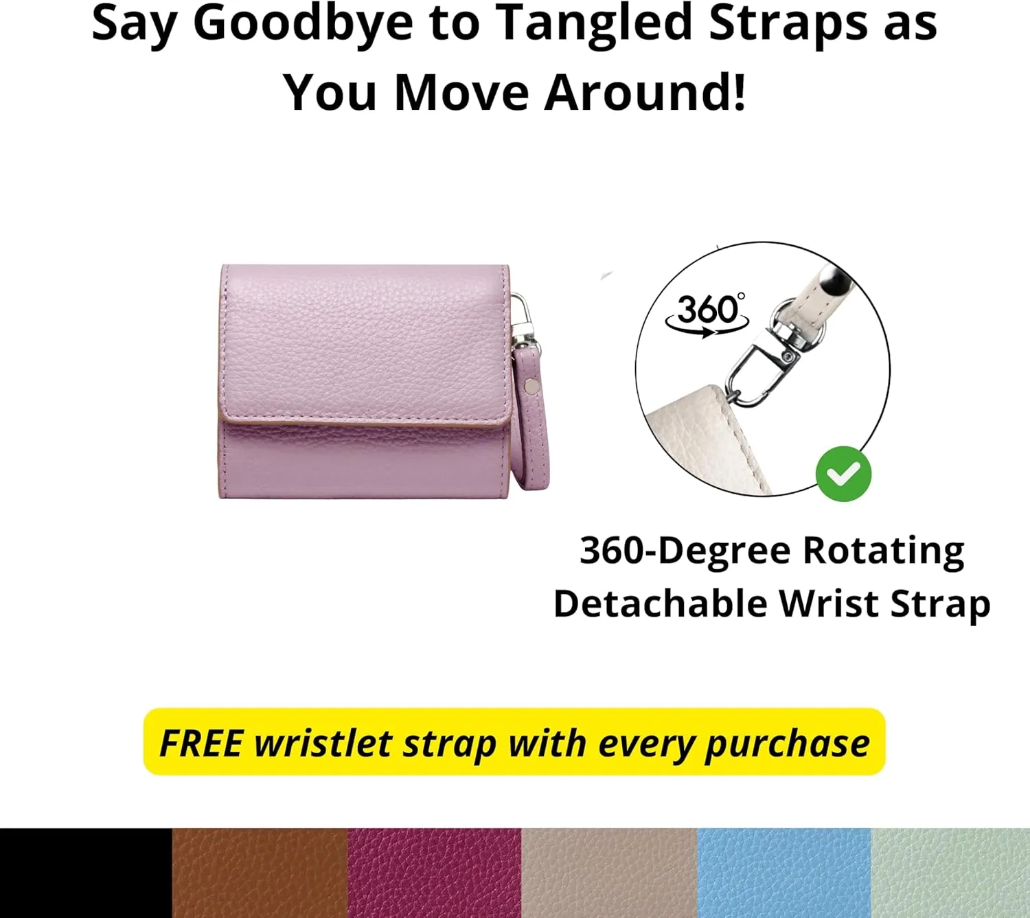 All Lilac RFID-Blocking Women's Real Leather Wallet with Large Capacity and Wristlet - Small, Secure, and Chic - Conveniently Holds Cards, Cash, and Coins