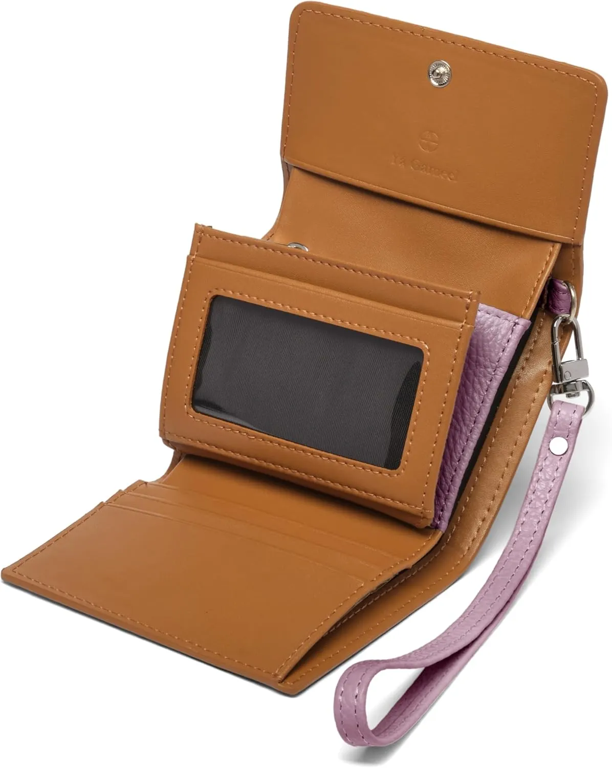 All Lilac RFID-Blocking Women's Real Leather Wallet with Large Capacity and Wristlet - Small, Secure, and Chic - Conveniently Holds Cards, Cash, and Coins