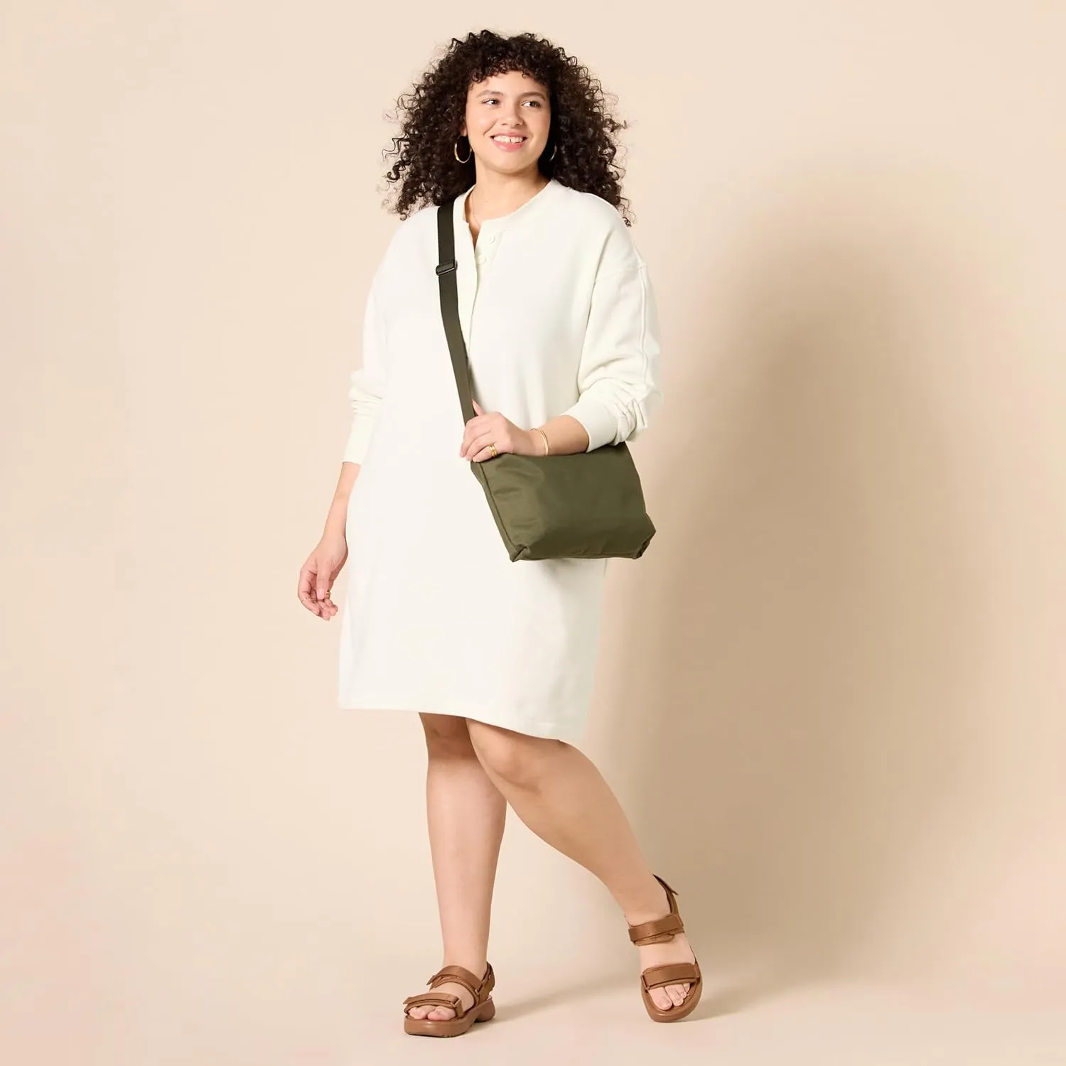 Amazon Essentials Women's Knit Henley Sweatshirt Dress (Available in Plus Size)