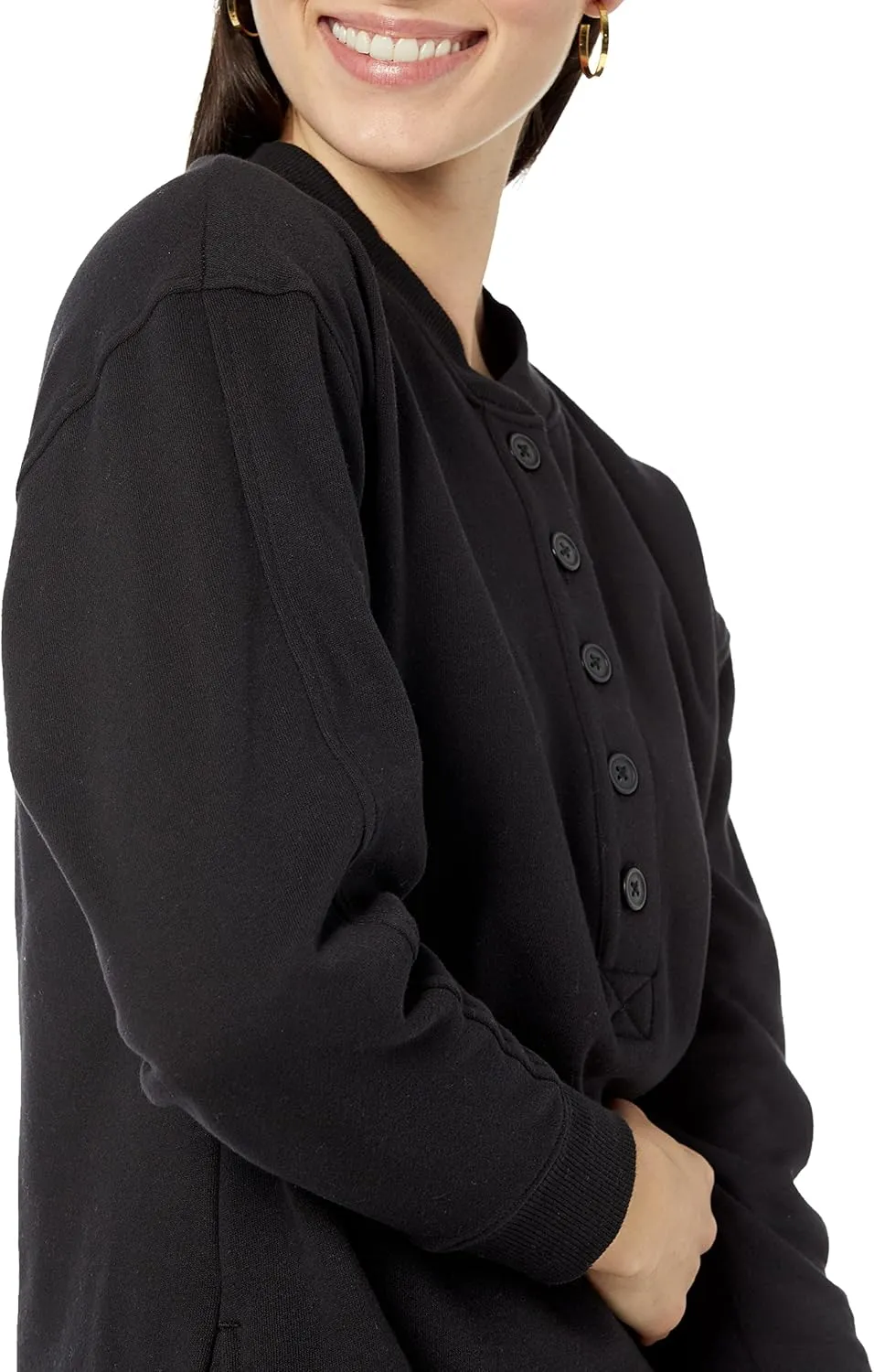 Amazon Essentials Women's Knit Henley Sweatshirt Dress (Available in Plus Size)