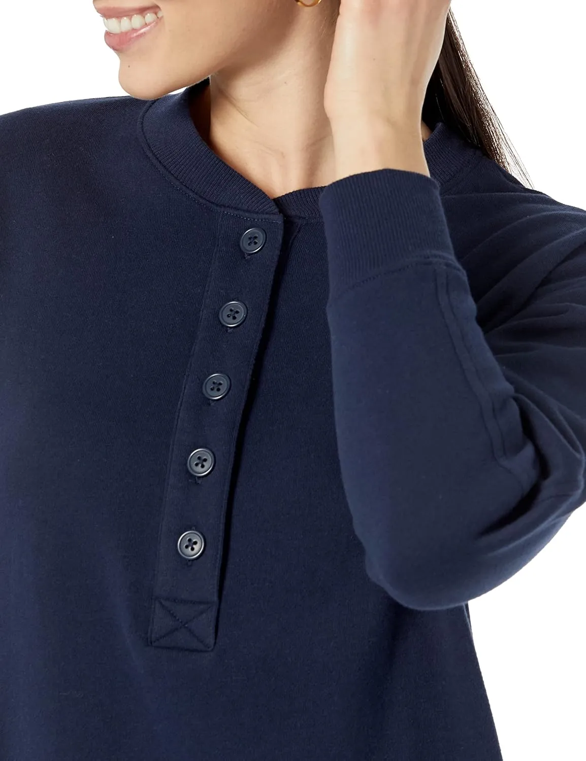 Amazon Essentials Women's Knit Henley Sweatshirt Dress (Available in Plus Size)