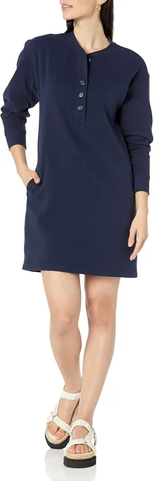 Amazon Essentials Women's Knit Henley Sweatshirt Dress (Available in Plus Size)