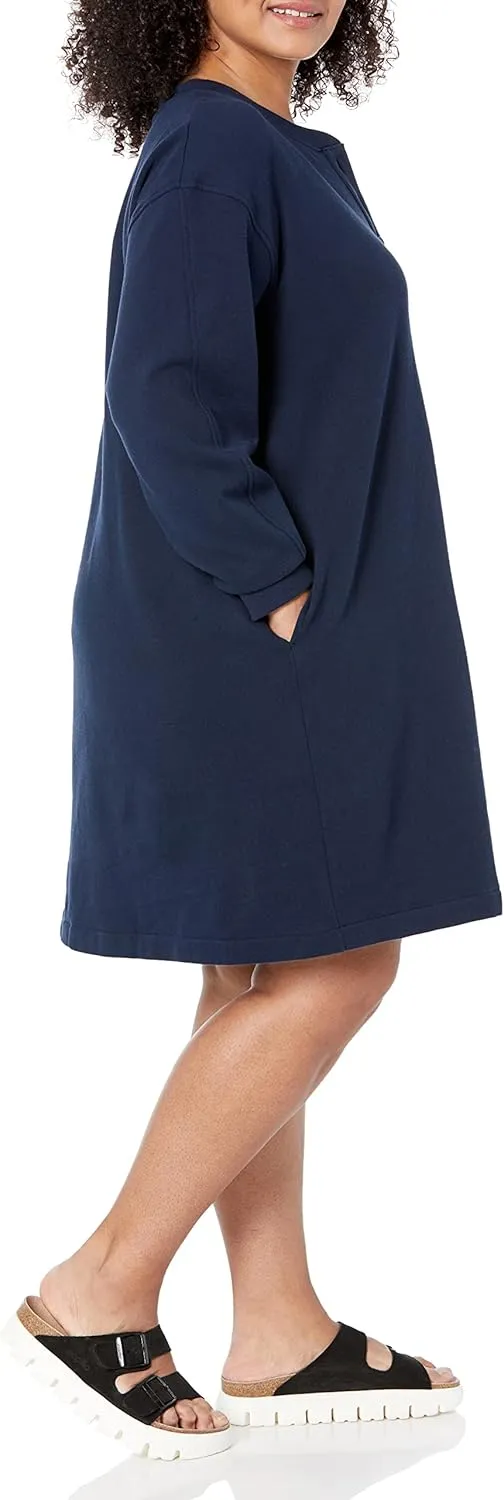 Amazon Essentials Women's Knit Henley Sweatshirt Dress (Available in Plus Size)