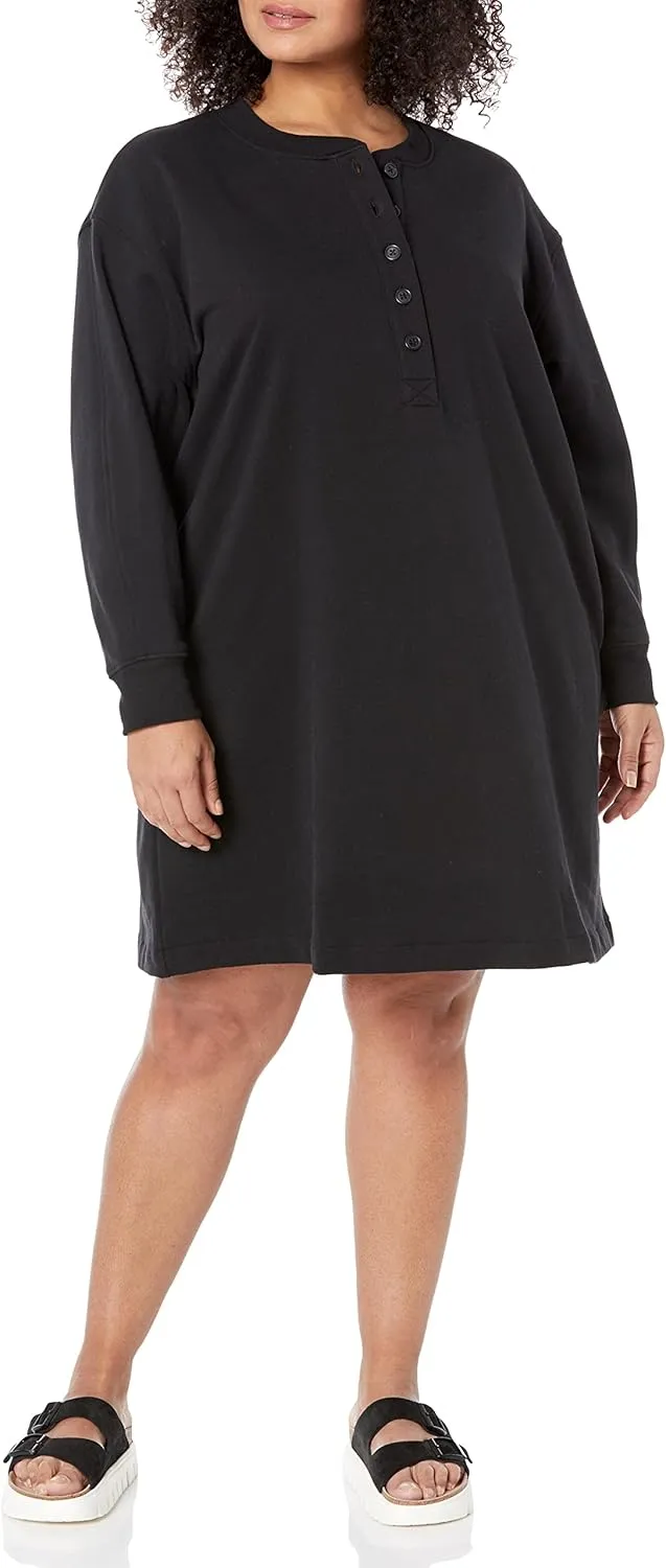 Amazon Essentials Women's Knit Henley Sweatshirt Dress (Available in Plus Size)