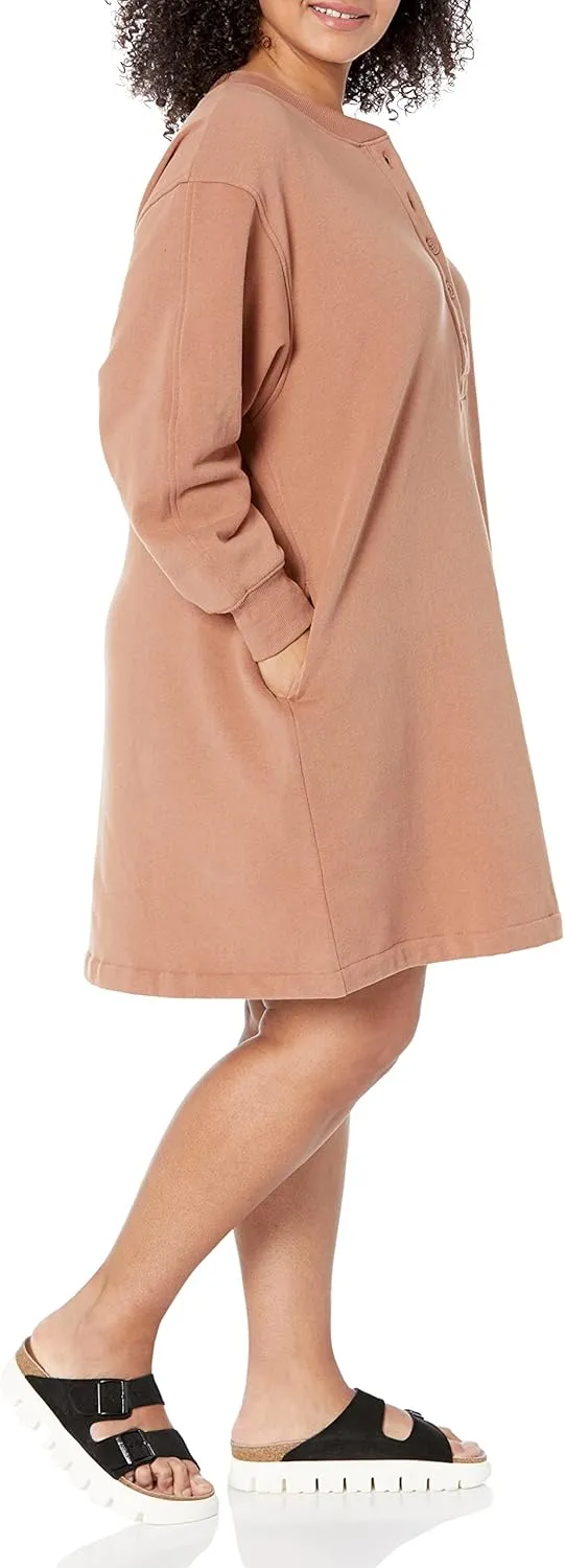Amazon Essentials Women's Knit Henley Sweatshirt Dress (Available in Plus Size)