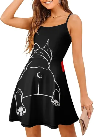 AMRANDOM 2023 Womens Sundress Spaghetti Strap Dresses Summer Casual Party Slim Dress