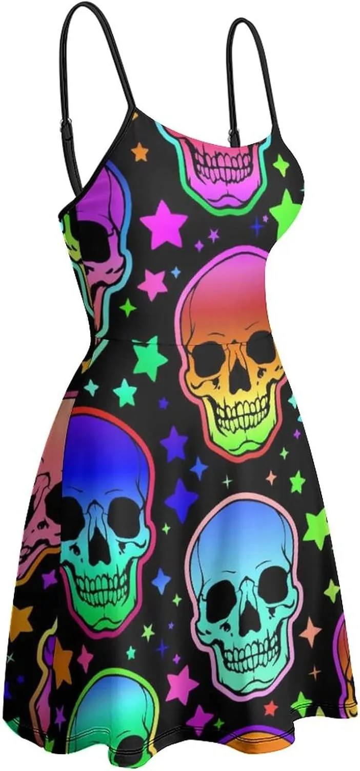 AMRANDOM Women's 2023 Summer Casual Sleeveless Crew Neck Beach Dress