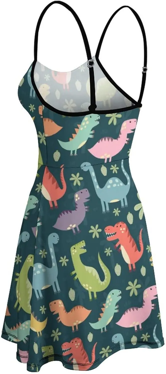 AMRANDOM Women's 2023 Summer Casual Sleeveless Crew Neck Beach Dress