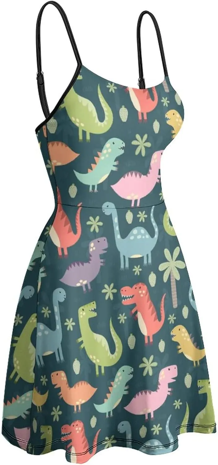 AMRANDOM Women's 2023 Summer Casual Sleeveless Crew Neck Beach Dress