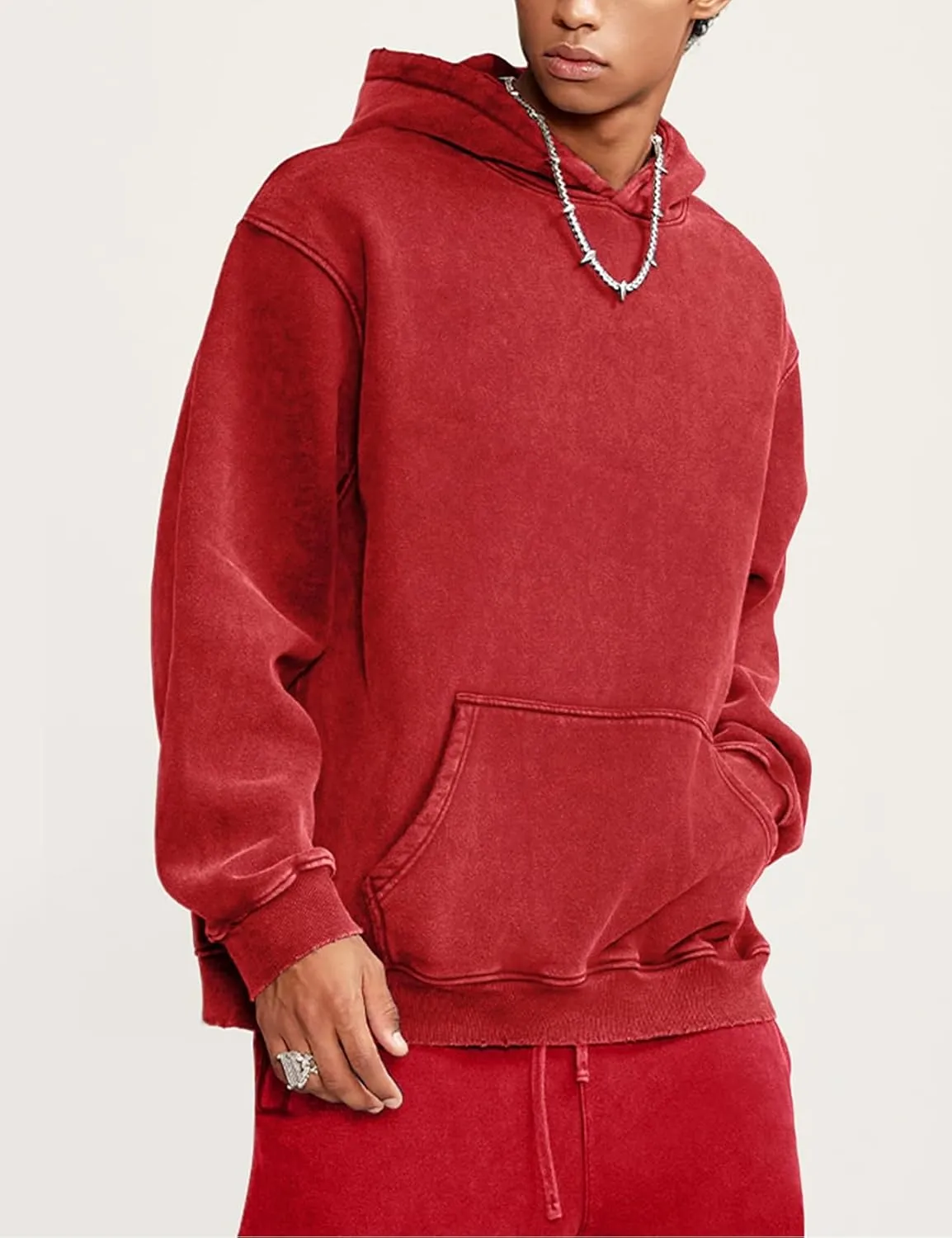 Arssm Mens Oversized Hoodie Acid Wash Pullover Vintage Cotton Heavyweight Sweatshirt Fleece Hoodie Men Streetwear