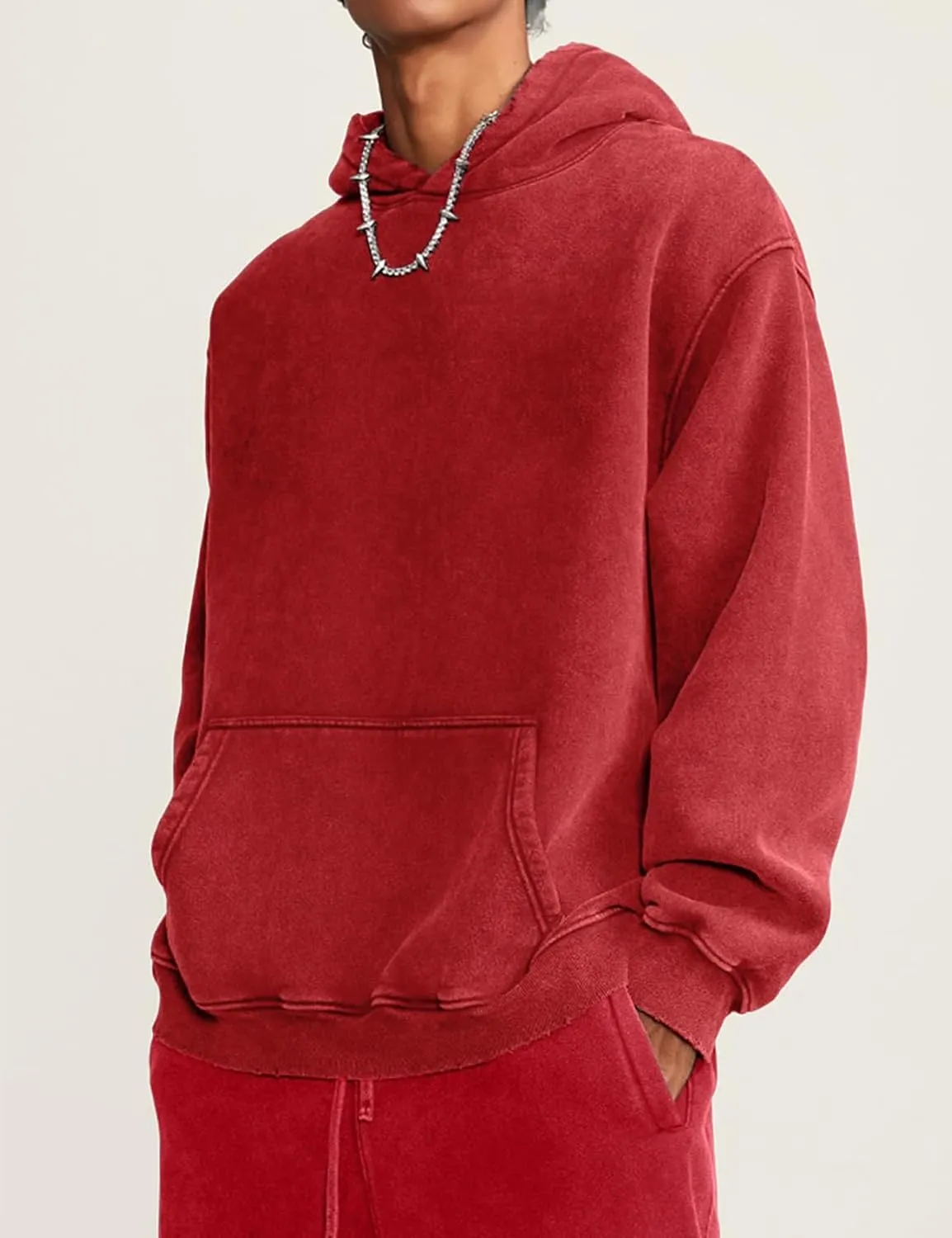 Arssm Mens Oversized Hoodie Acid Wash Pullover Vintage Cotton Heavyweight Sweatshirt Fleece Hoodie Men Streetwear