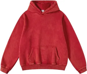 Arssm Mens Oversized Hoodie Acid Wash Pullover Vintage Cotton Heavyweight Sweatshirt Fleece Hoodie Men Streetwear