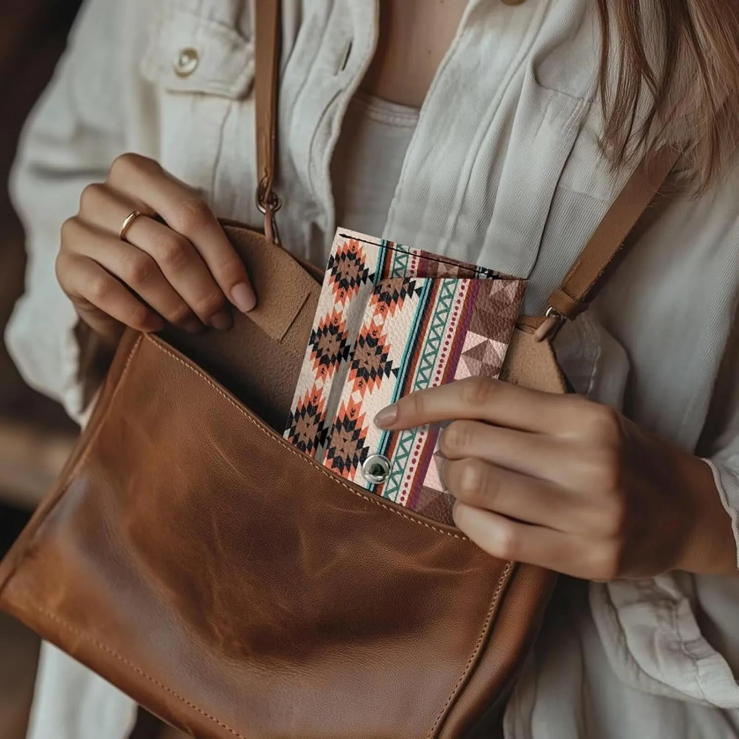 Aztec Pattern Clutch Purses for Women Waterproof Leather Long Wallet with Snap Button Ladies Casual Portable Travel Business Cash Purse Pouch for Womens Lightweight Everyday Bag Satchel