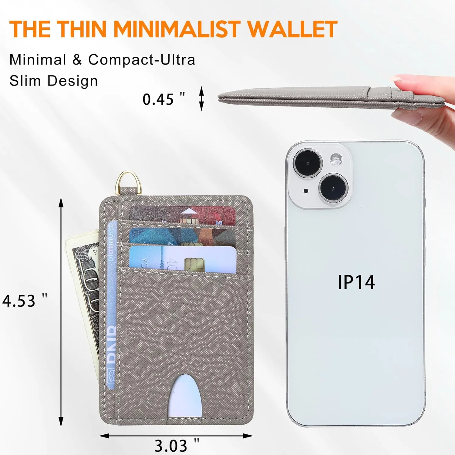 Badiya Credit Card Holder Slim Minimalist Wallet, Front Pocket Purse RFID Blocking Wallet Compact Card Case with ID Window for Women & Men