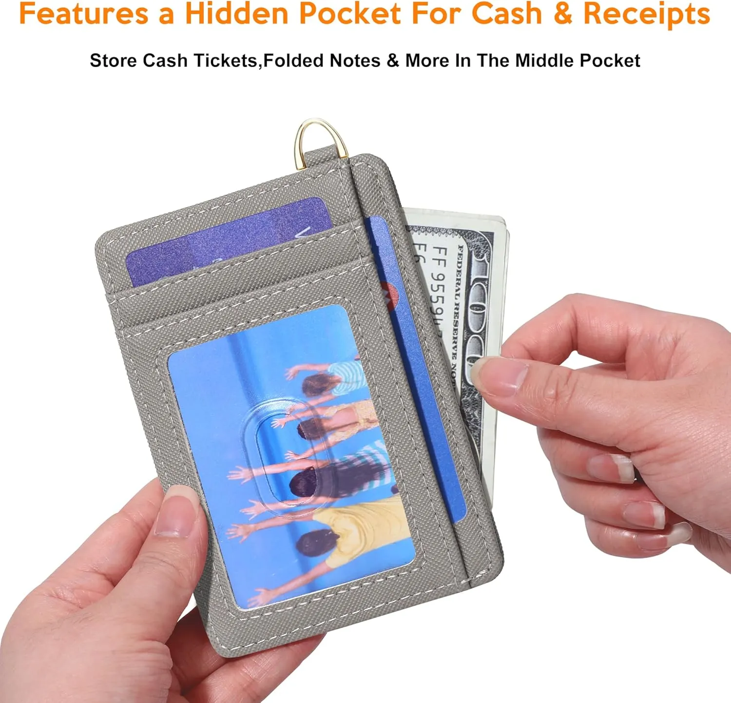 Badiya Credit Card Holder Slim Minimalist Wallet, Front Pocket Purse RFID Blocking Wallet Compact Card Case with ID Window for Women & Men