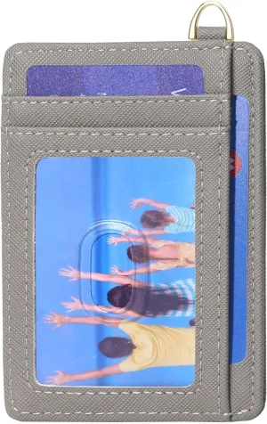 Badiya Credit Card Holder Slim Minimalist Wallet, Front Pocket Purse RFID Blocking Wallet Compact Card Case with ID Window for Women & Men