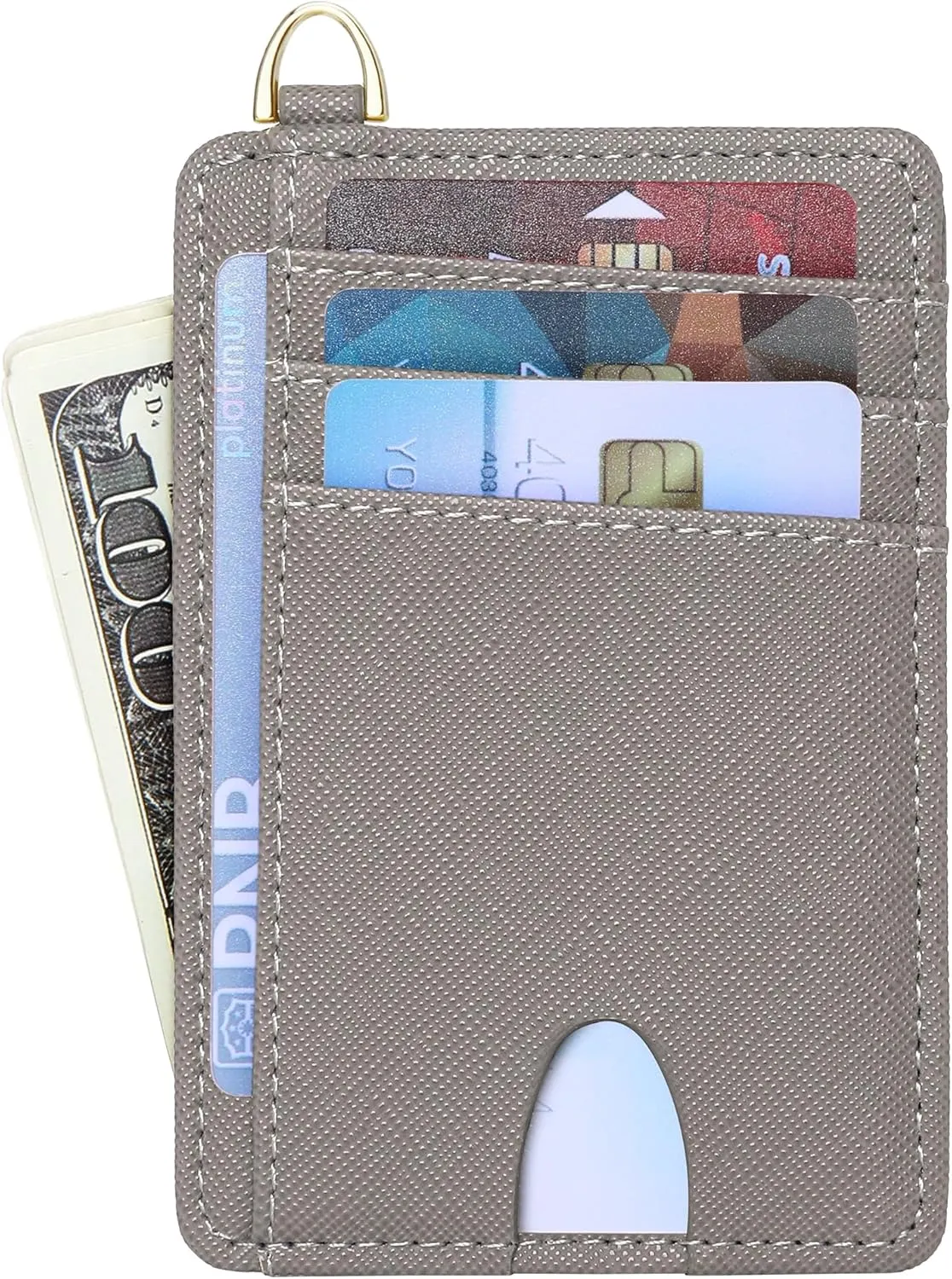 Badiya Credit Card Holder Slim Minimalist Wallet, Front Pocket Purse RFID Blocking Wallet Compact Card Case with ID Window for Women & Men