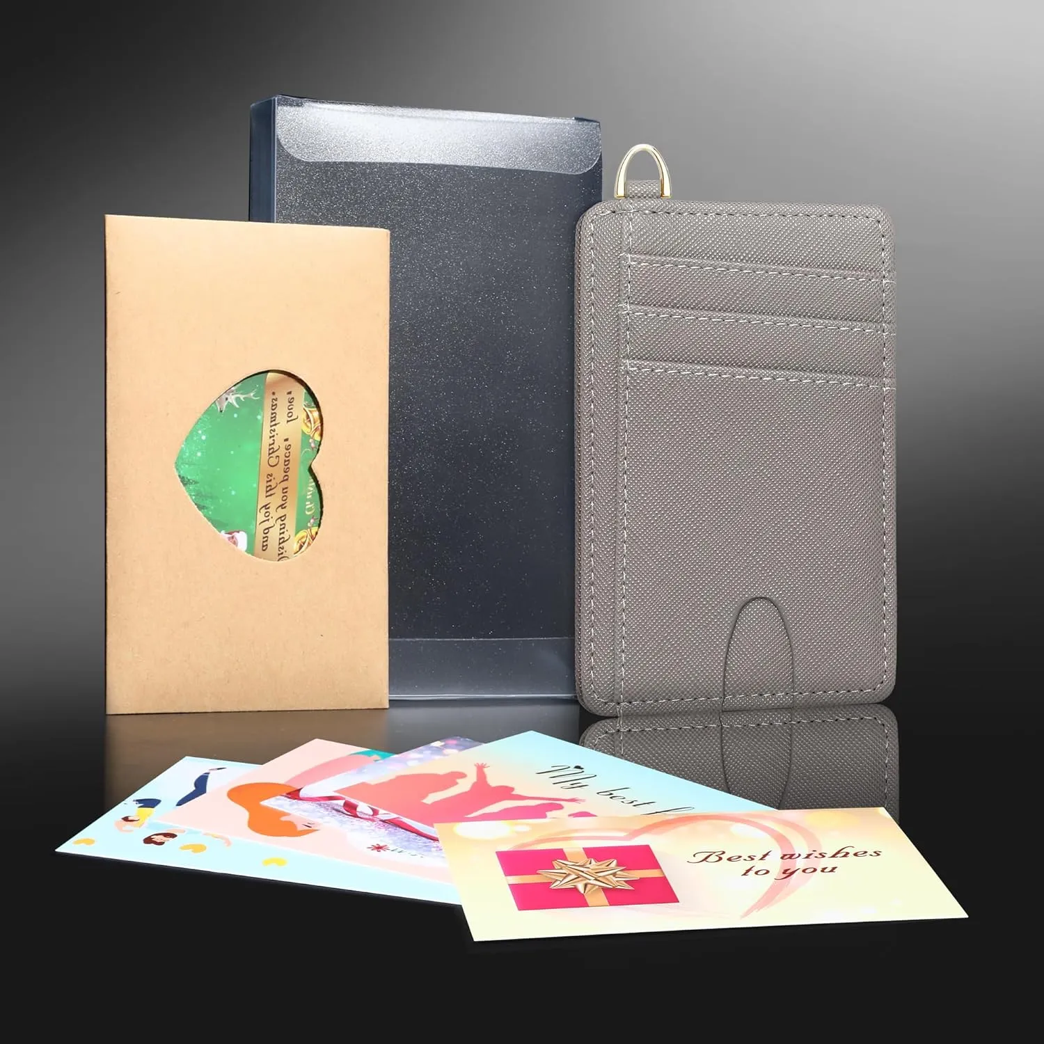 Badiya Credit Card Holder Slim Minimalist Wallet, Front Pocket Purse RFID Blocking Wallet Compact Card Case with ID Window for Women & Men