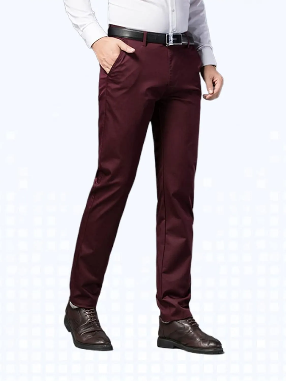 Banana Bucket Mens Slim Fit Dress Pants Khaki Skinny Stretch Chino Pants Casual Flat Front Business Trousers with Pockets
