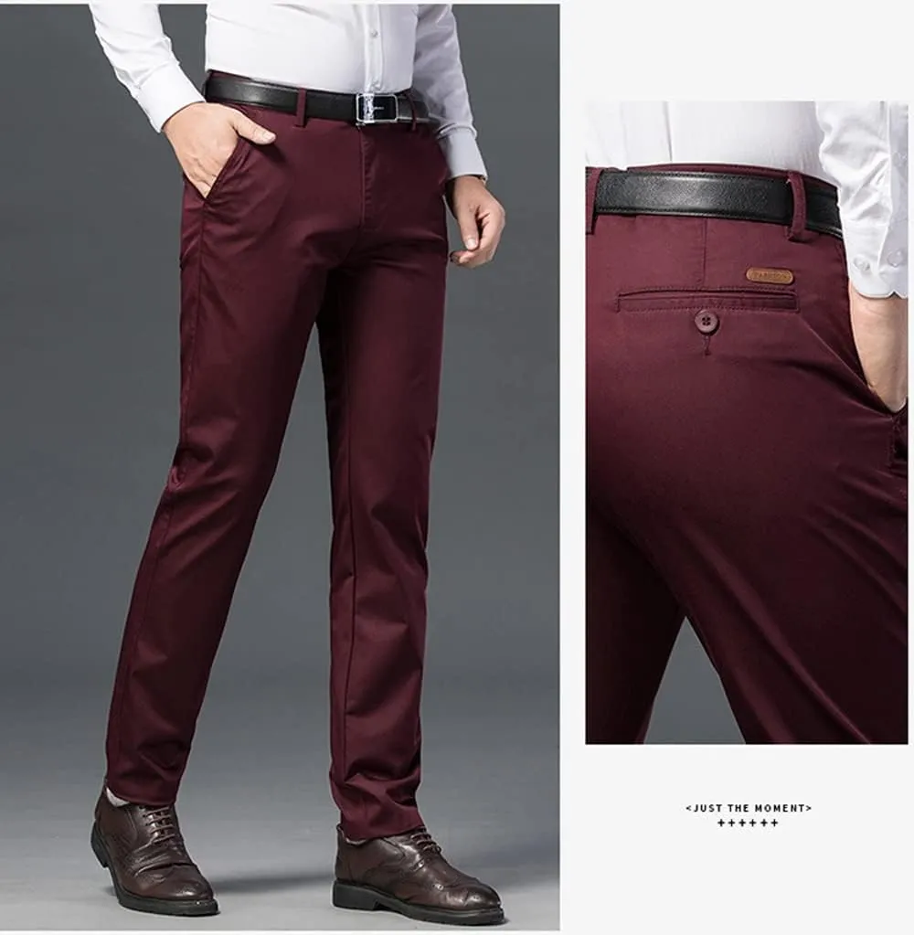 Banana Bucket Mens Slim Fit Dress Pants Khaki Skinny Stretch Chino Pants Casual Flat Front Business Trousers with Pockets