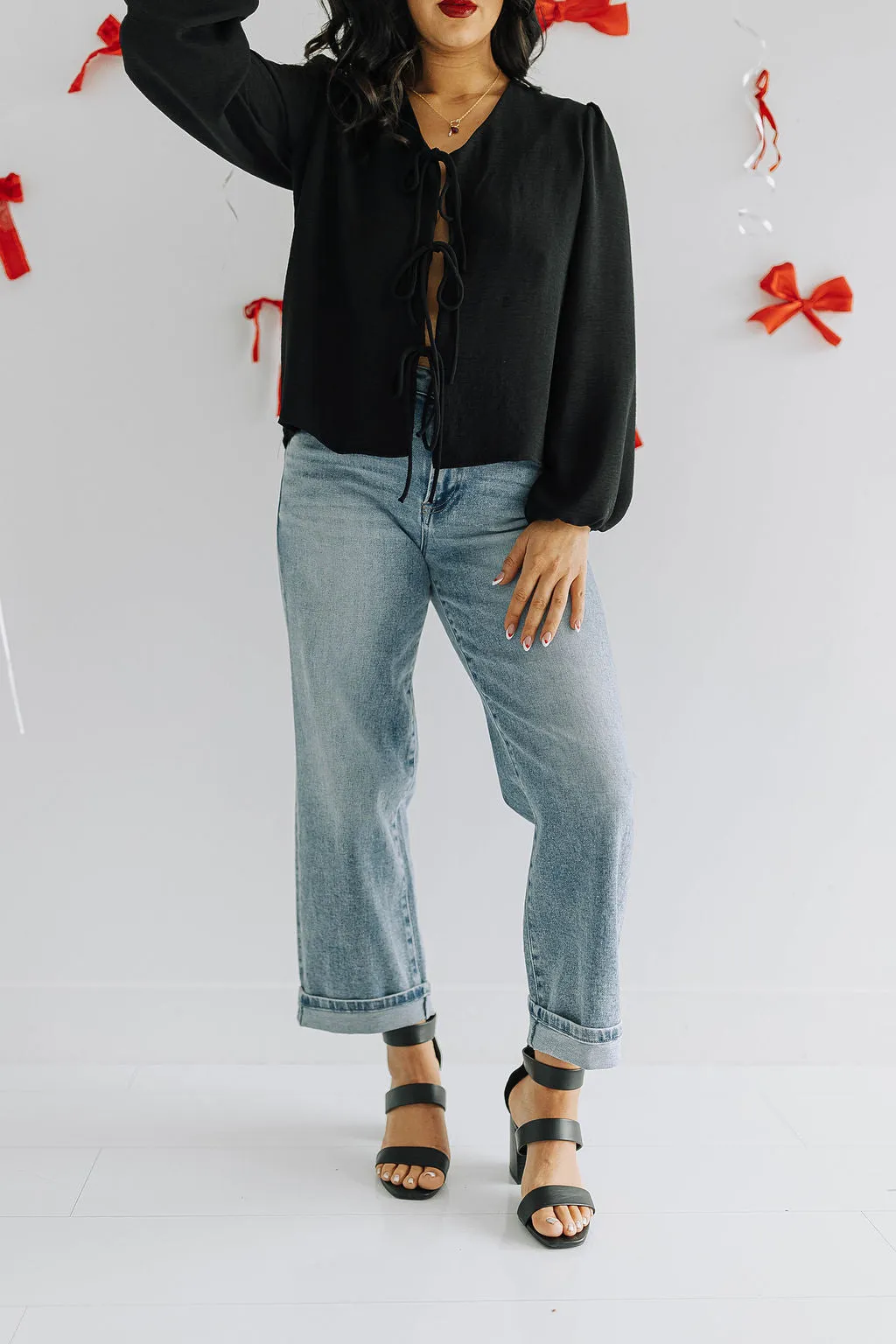 Black Bow Tie Blouse