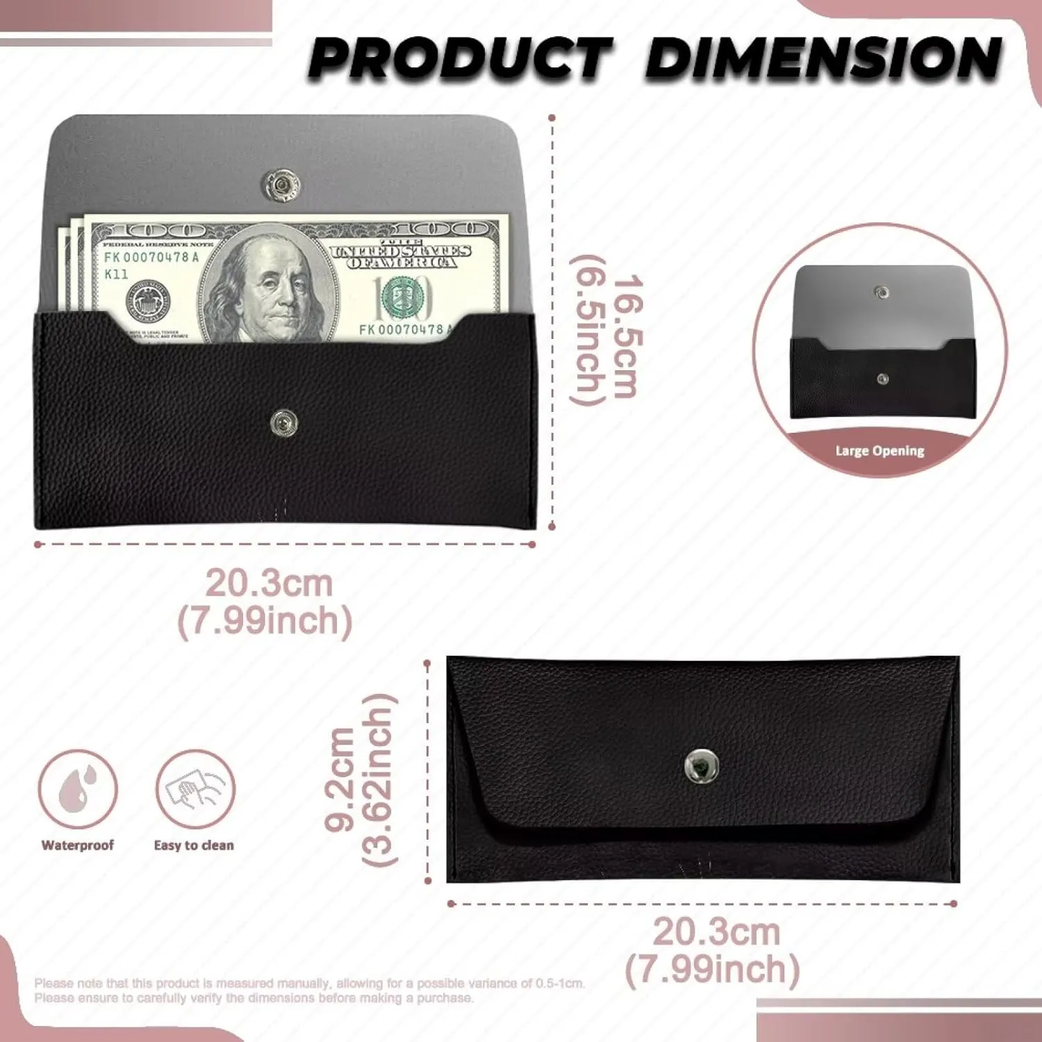 Black Cat Wallet Women Casual Small Portable Travel Business Leather Clutch Bags Lightweight Cash Purses with Metal Snap Button for Ladies Girls Womens Everyday Bag Pouch