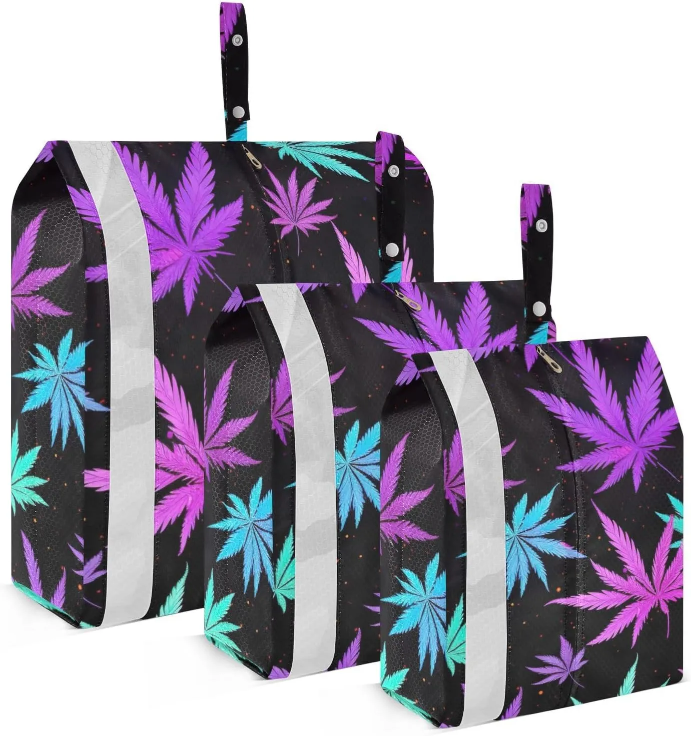 Black Purple Leaves Packing Cubes for Suitcases 3 Set Compression Lightweight Luggage Packing Organizers for Carry on Suitcase Travel Accessories Luggage Organizer Bags Set
