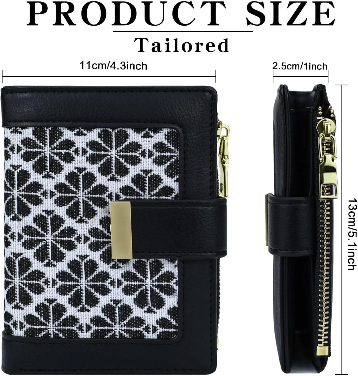 Black RFID Blocking Wallet for Women Small Leather Coin Purse with Flower Design Minimalist Credit Card Holder and ID Window Cute Travel Cash Wallet for Women