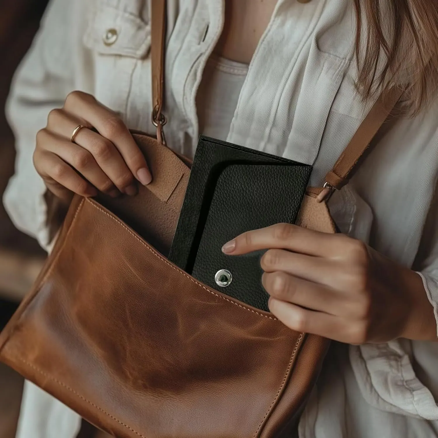 Black Slim Wallet for Ladies Trendy Travel Business Leather Clutch Bag Portable Cash Purse with Metal Snap Button for Womens Girls Daily Outdoors Use