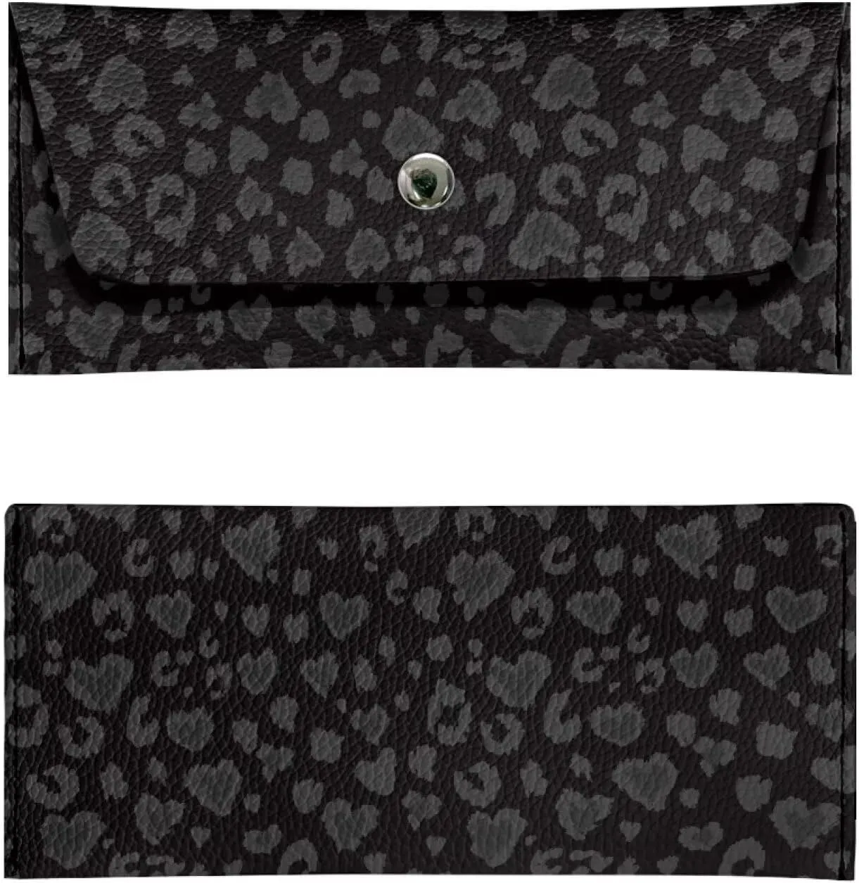 Black Wallet for Womens Casual Lightweight Cash Purse Card Bag with Metal Snap Button for Ladies Girls Fashion Water Resistant Leather Clutch Bag Travel Business Shop Small Satchel