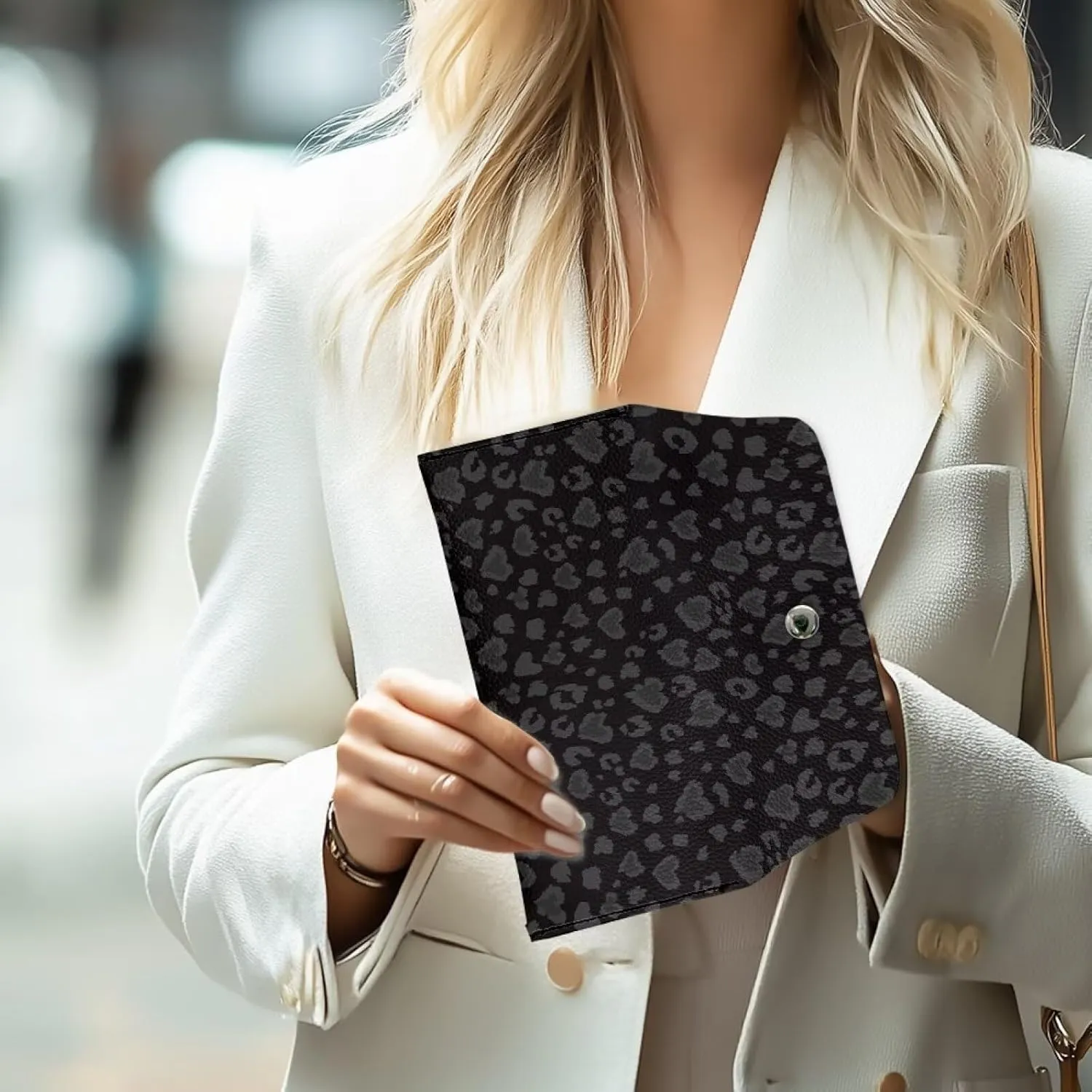 Black Wallet for Womens Casual Lightweight Cash Purse Card Bag with Metal Snap Button for Ladies Girls Fashion Water Resistant Leather Clutch Bag Travel Business Shop Small Satchel