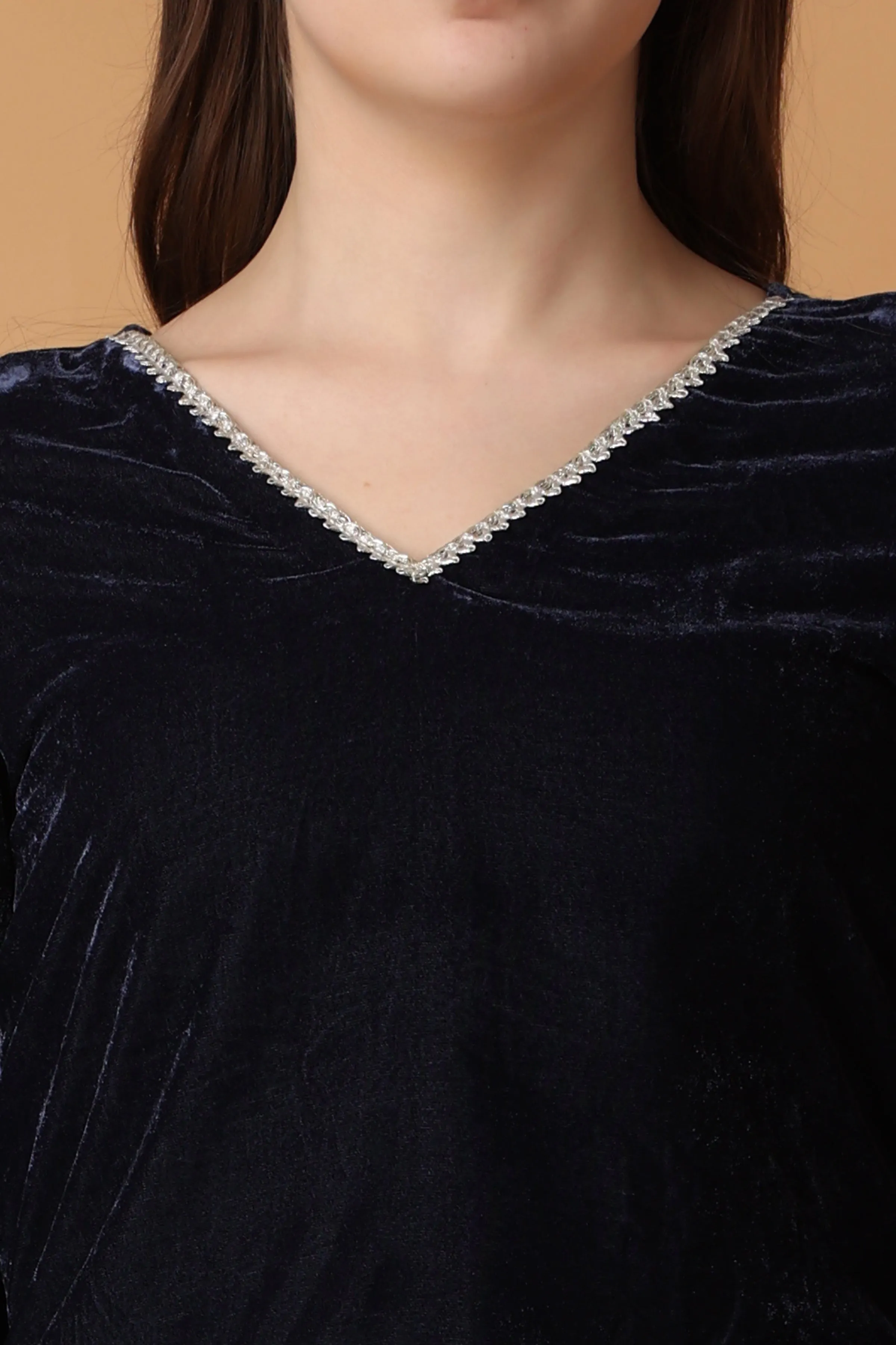 Blazing Blue Velvet Suit with Shawl