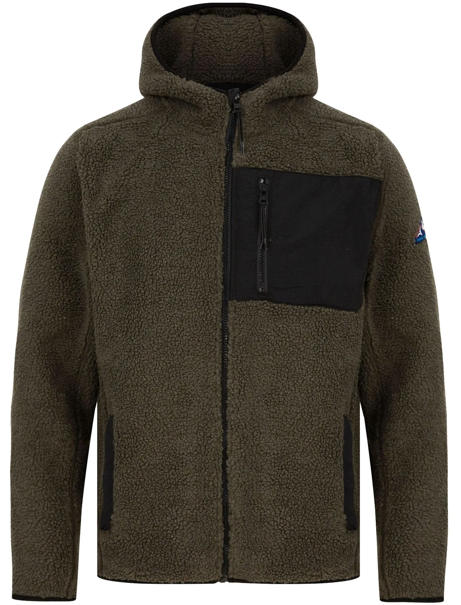Brewer Teddy Borg Fleece Zip Through Hoody In Dusty Olive - Tokyo Laundry