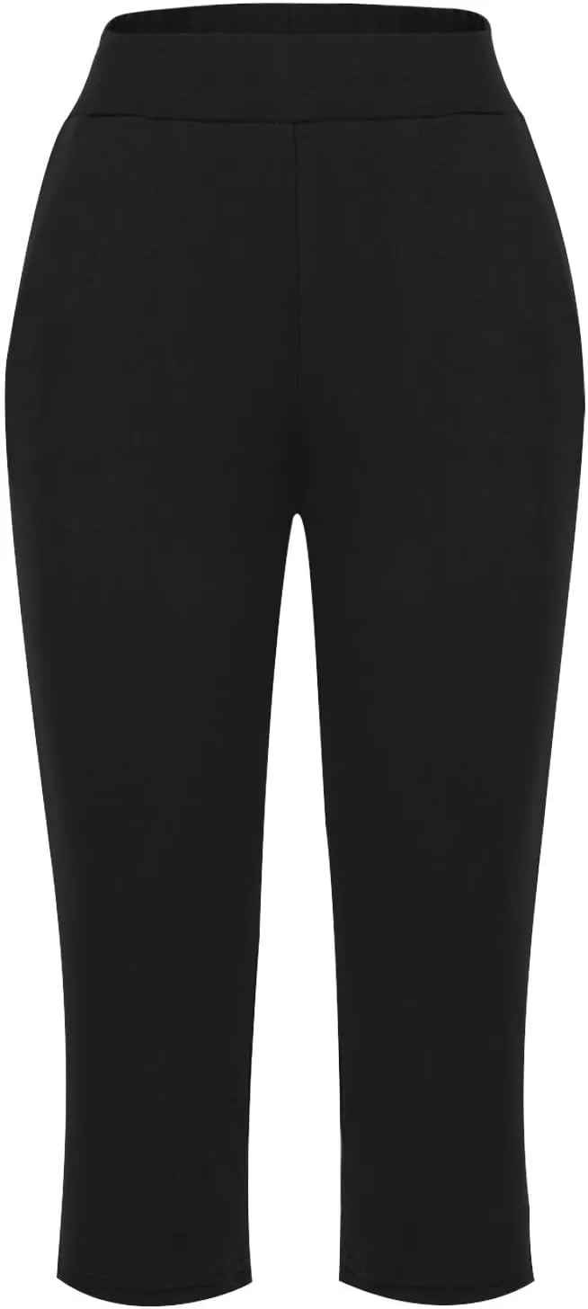 Capri Pants for Women 2024 Casual Capris Leggings Summer Loose High Waist Wide Leg Yoga Pant with Pocket Lounge Wear