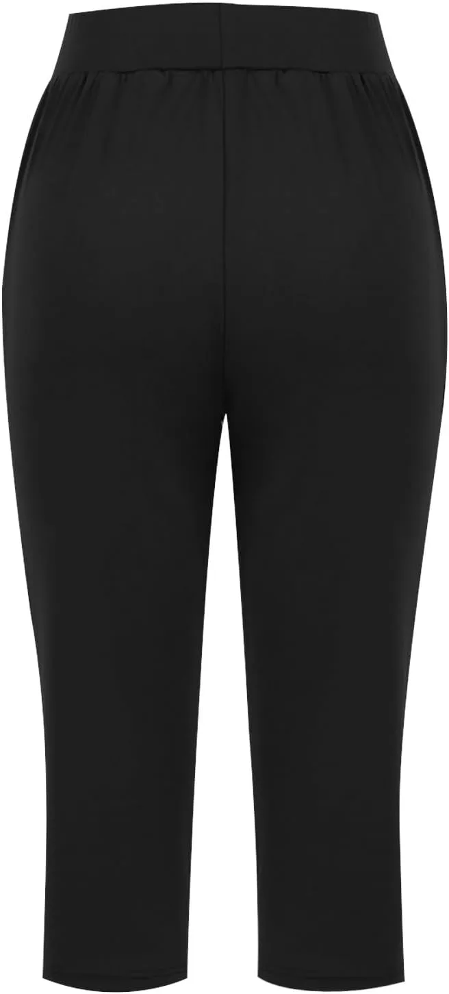 Capri Pants for Women 2024 Casual Capris Leggings Summer Loose High Waist Wide Leg Yoga Pant with Pocket Lounge Wear