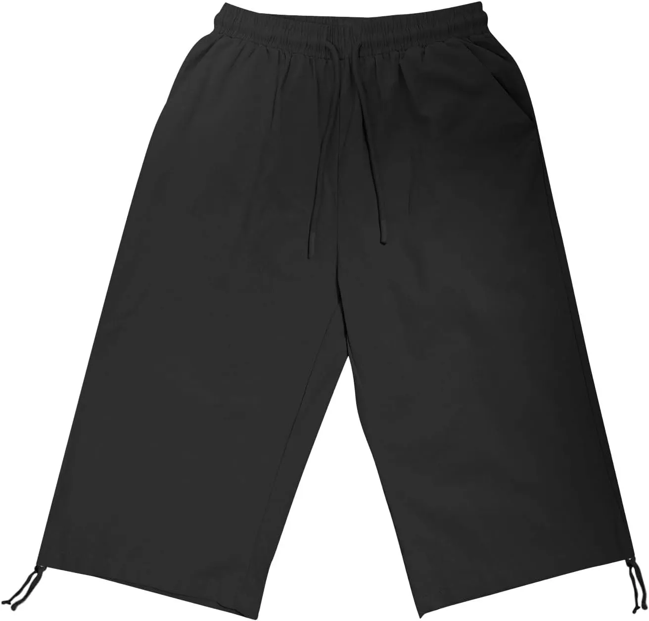 Capri Pants for Womens Summer Linen High Waisted Drawstring Wide Leg Capris Lightweight Elastic Casual Trousers